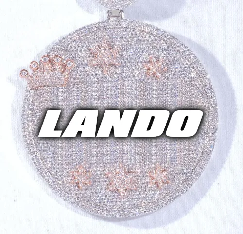 CUSTOM LETTER NECKLACE 3D BIG CROWN DISC sold by The GUU Shop