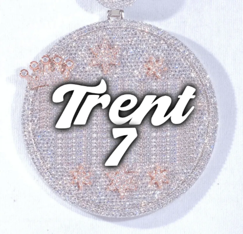 CUSTOM LETTER NECKLACE 3D BIG CROWN DISC sold by The GUU Shop