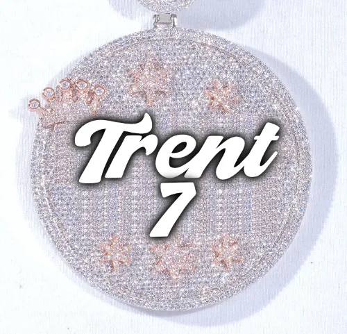 CUSTOM LETTER NECKLACE 3D BIG CROWN DISC sold by The GUU Shop