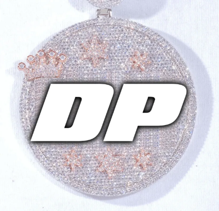 CUSTOM LETTER NECKLACE 3D BIG CROWN DISC sold by The GUU Shop