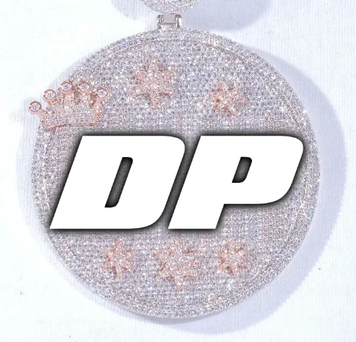 CUSTOM LETTER NECKLACE 3D BIG CROWN DISC sold by The GUU Shop