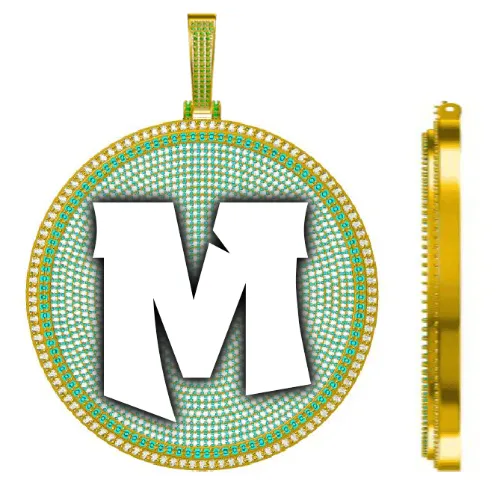 CUSTOM LETTER NECKLACE 3D BIG DISC sold by The GUU Shop