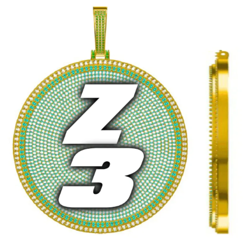 CUSTOM LETTER NECKLACE 3D BIG DISC sold by The GUU Shop