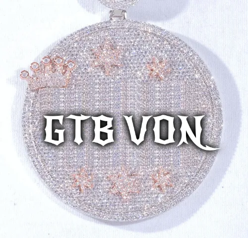 CUSTOM LETTER NECKLACE 3D BIG CROWN DISC sold by The GUU Shop