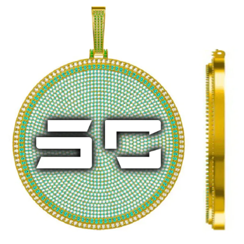 CUSTOM LETTER NECKLACE 3D BIG DISC sold by The GUU Shop