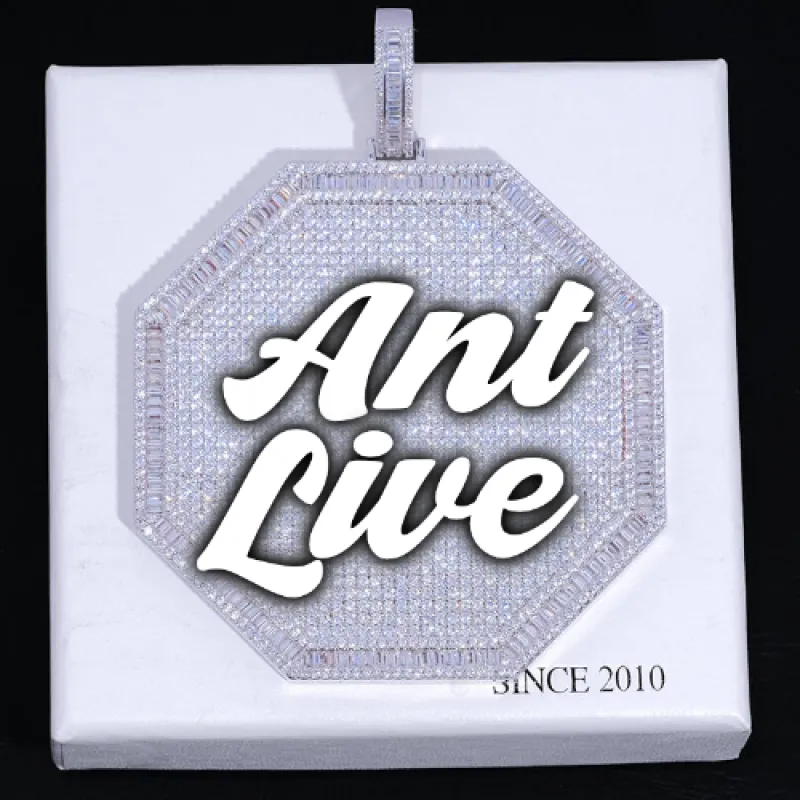 CUSTOM LETTER NECKLACE 3D BIG OCTAGON sold by The GUU Shop