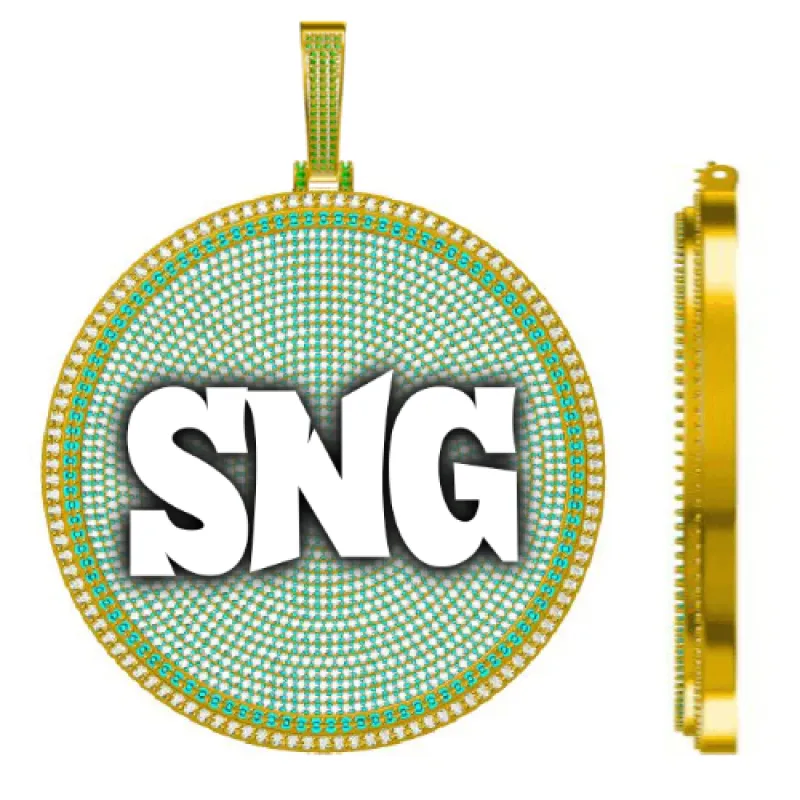 CUSTOM LETTER NECKLACE 3D BIG DISC sold by The GUU Shop