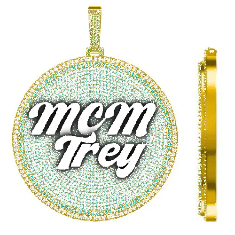 CUSTOM LETTER NECKLACE 3D BIG DISC sold by The GUU Shop