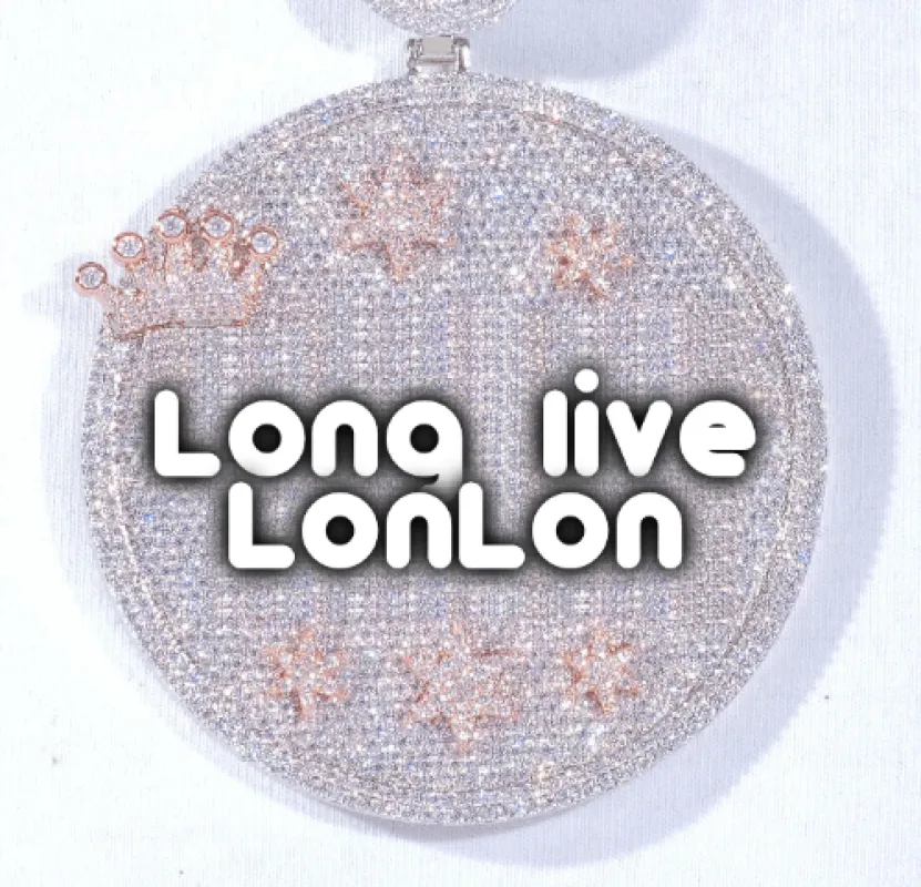 CUSTOM LETTER NECKLACE 3D BIG CROWN DISC sold by The GUU Shop