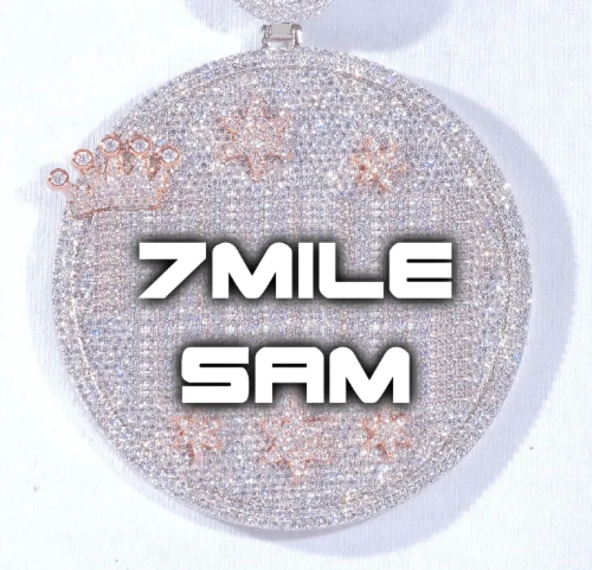 CUSTOM LETTER NECKLACE 3D BIG CROWN DISC sold by The GUU Shop