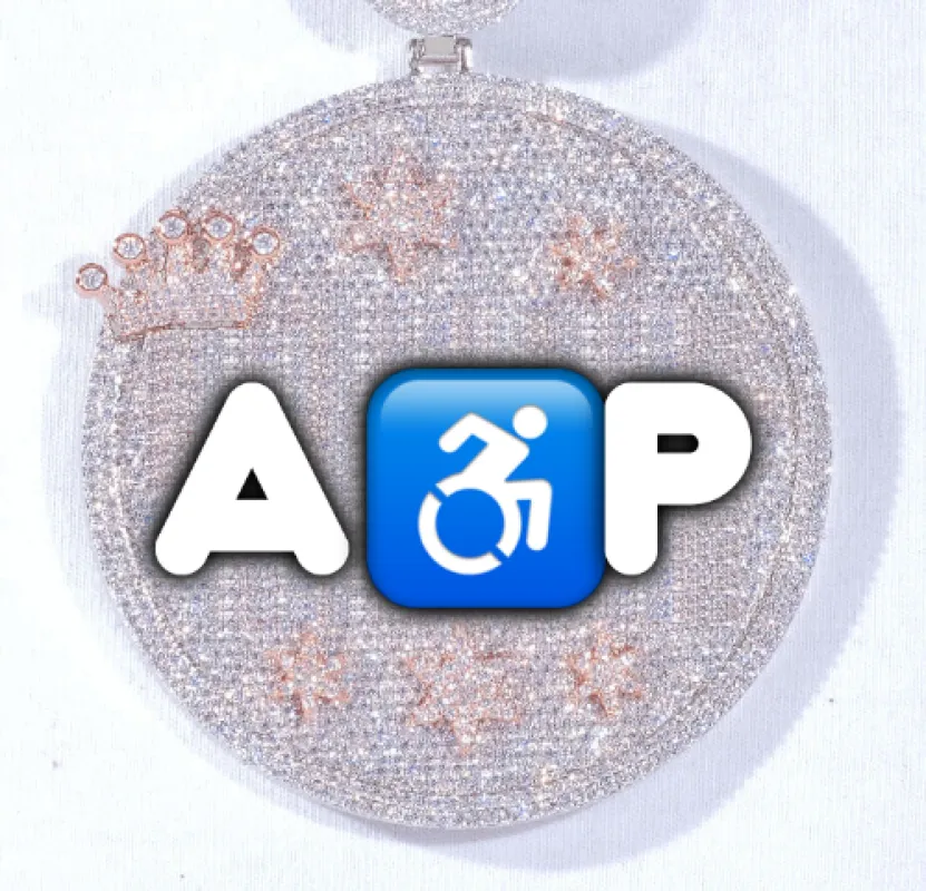 CUSTOM LETTER NECKLACE 3D BIG CROWN DISC sold by The GUU Shop