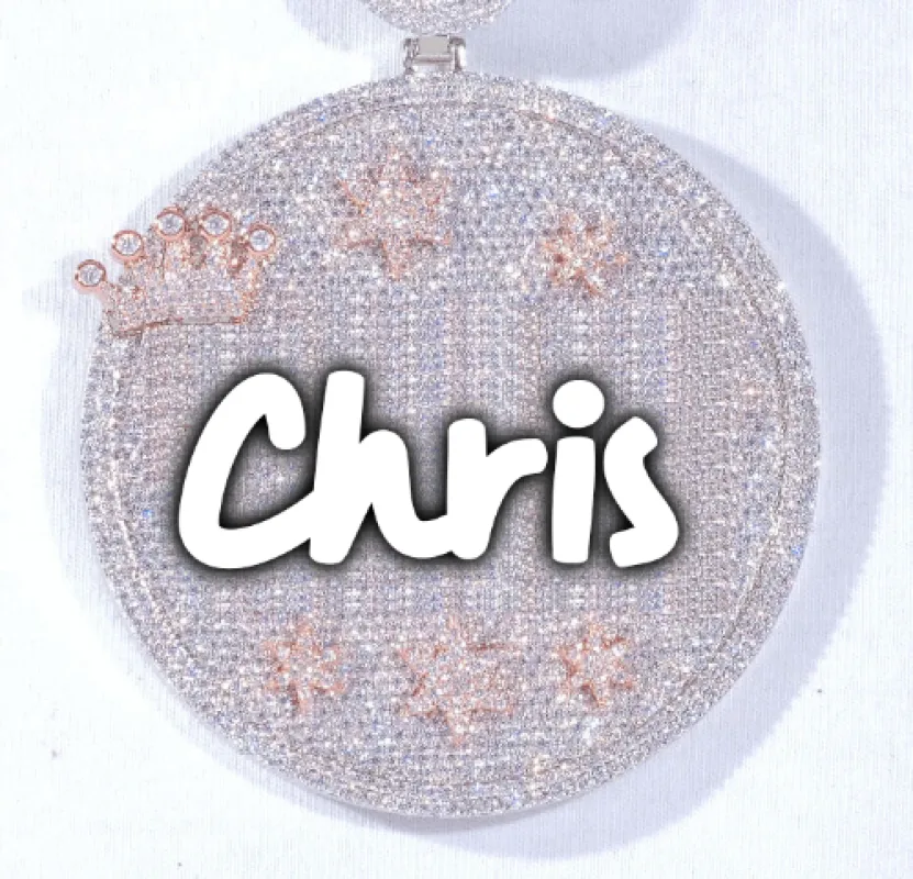 CUSTOM LETTER NECKLACE 3D BIG CROWN DISC sold by The GUU Shop