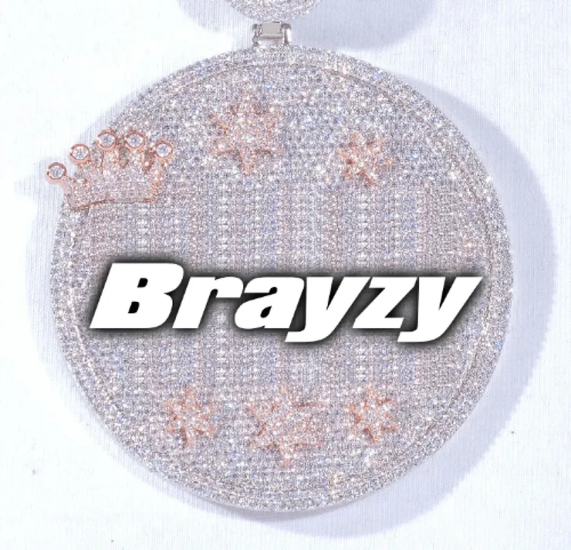 CUSTOM LETTER NECKLACE 3D BIG CROWN DISC sold by The GUU Shop