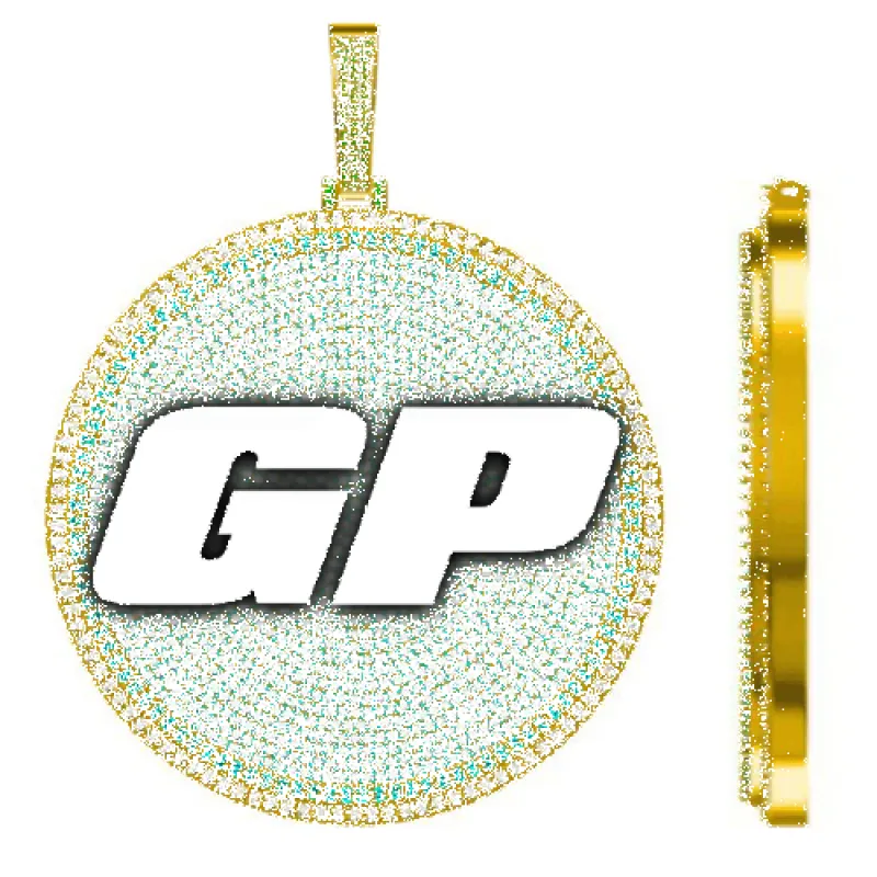 CUSTOM LETTER NECKLACE 3D BIG DISC sold by The GUU Shop