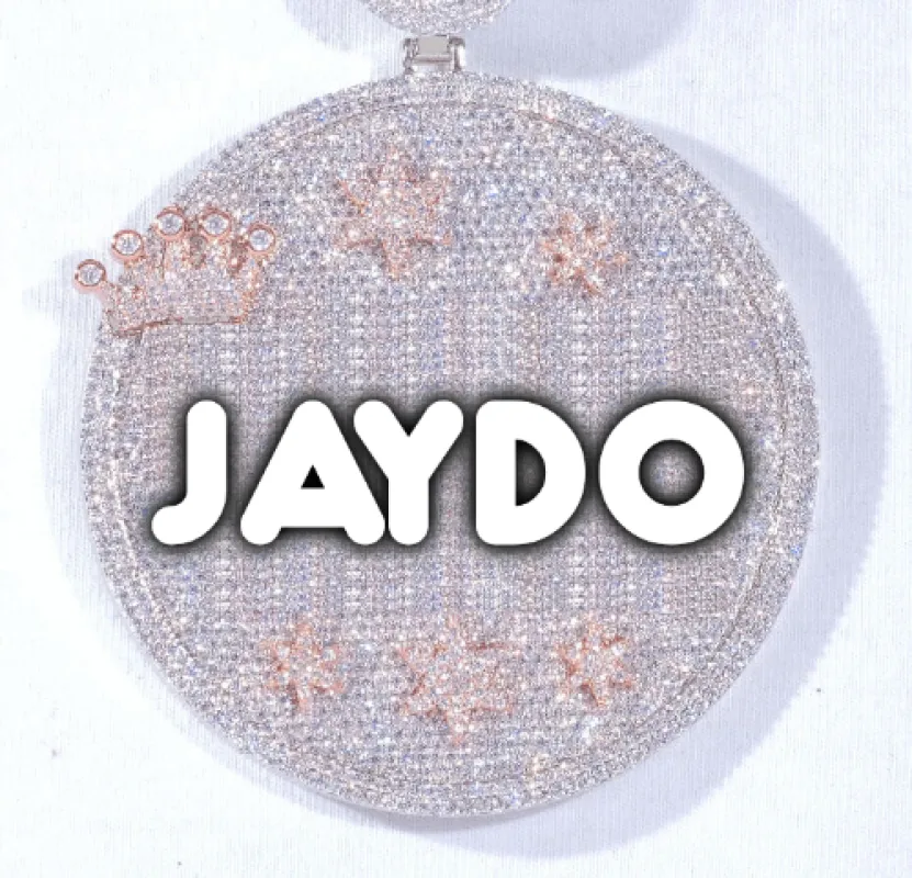 CUSTOM LETTER NECKLACE 3D BIG CROWN DISC sold by The GUU Shop