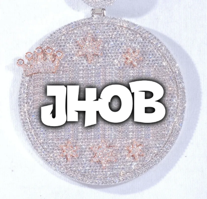 CUSTOM LETTER NECKLACE 3D BIG CROWN DISC sold by The GUU Shop