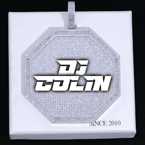 CUSTOM LETTER NECKLACE 3D BIG OCTAGON sold by The GUU Shop