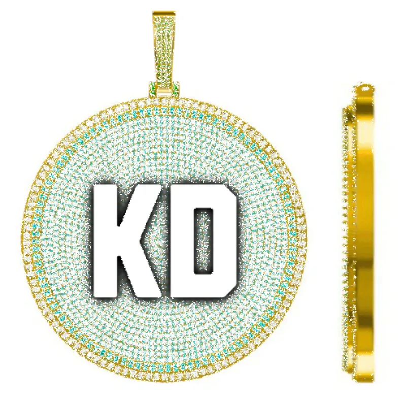 CUSTOM LETTER NECKLACE 3D BIG DISC sold by The GUU Shop