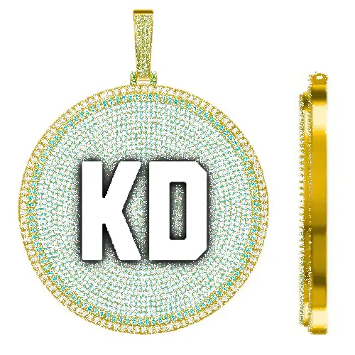 CUSTOM LETTER NECKLACE 3D BIG DISC sold by The GUU Shop