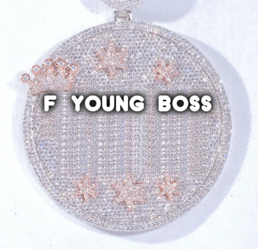 CUSTOM LETTER NECKLACE 3D BIG CROWN DISC sold by The GUU Shop