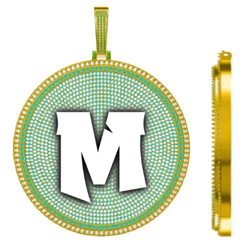 CUSTOM LETTER NECKLACE 3D BIG DISC sold by The GUU Shop