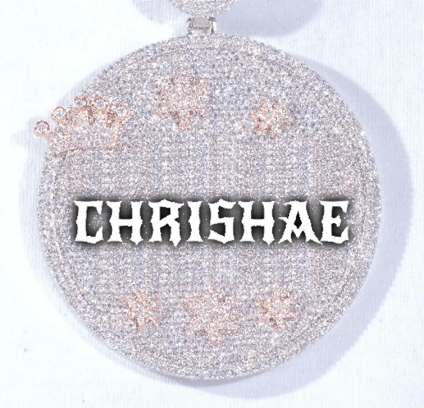 CUSTOM LETTER NECKLACE 3D BIG CROWN DISC sold by The GUU Shop