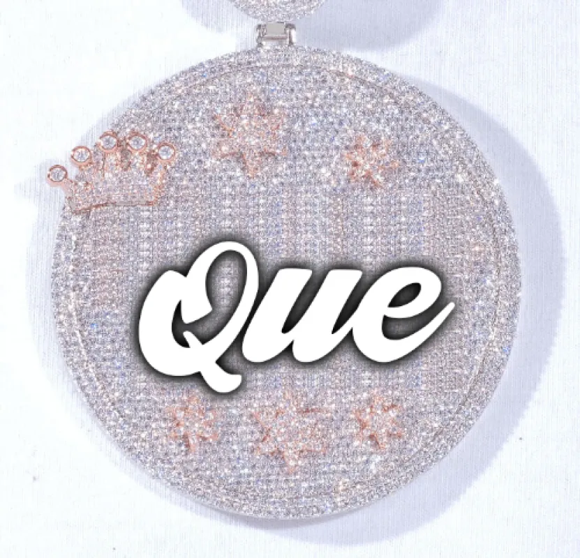 CUSTOM LETTER NECKLACE 3D BIG CROWN DISC sold by The GUU Shop