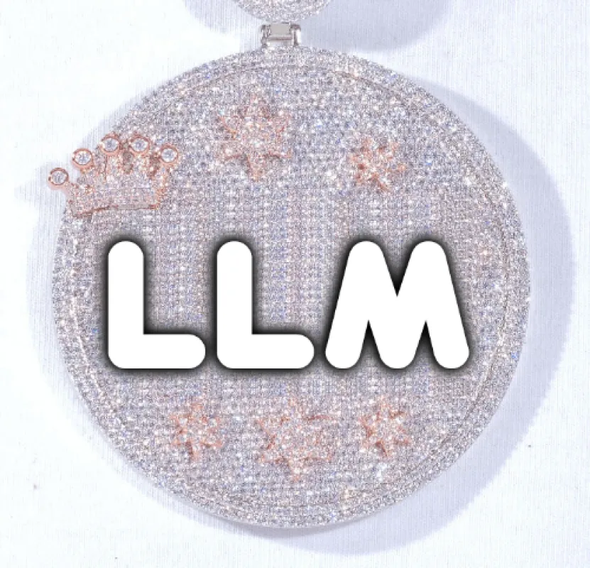 CUSTOM LETTER NECKLACE 3D BIG CROWN DISC sold by The GUU Shop