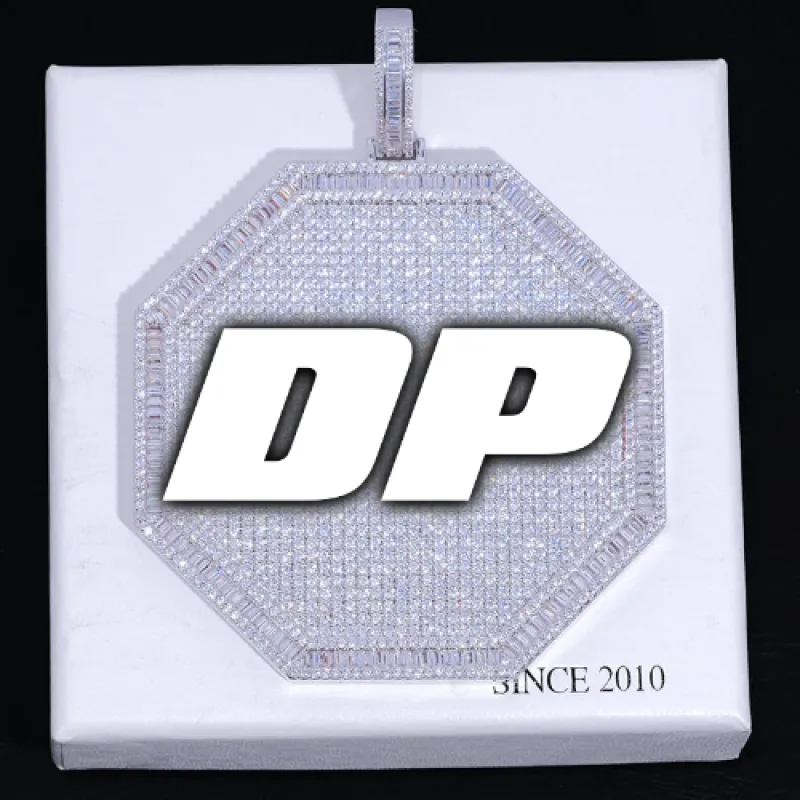 CUSTOM LETTER NECKLACE 3D BIG OCTAGON sold by The GUU Shop