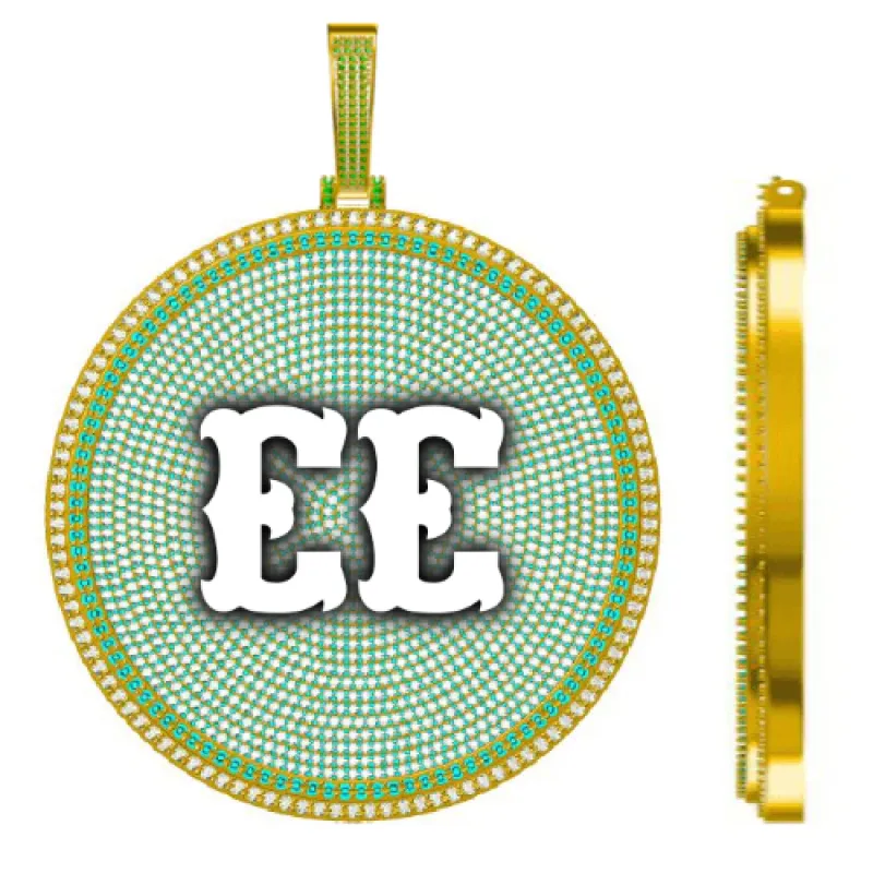 CUSTOM LETTER NECKLACE 3D BIG DISC sold by The GUU Shop