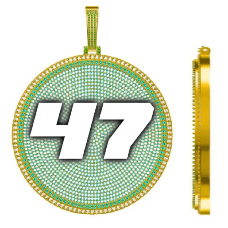 CUSTOM LETTER NECKLACE 3D BIG DISC sold by The GUU Shop