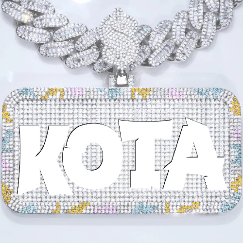 CUSTOM LETTER NECKLACE 3D COLORFUL SQUARE sold by The GUU Shop