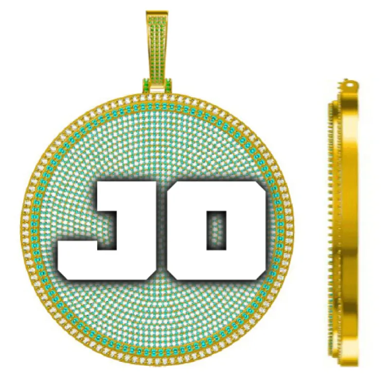 CUSTOM LETTER NECKLACE 3D BIG DISC sold by The GUU Shop