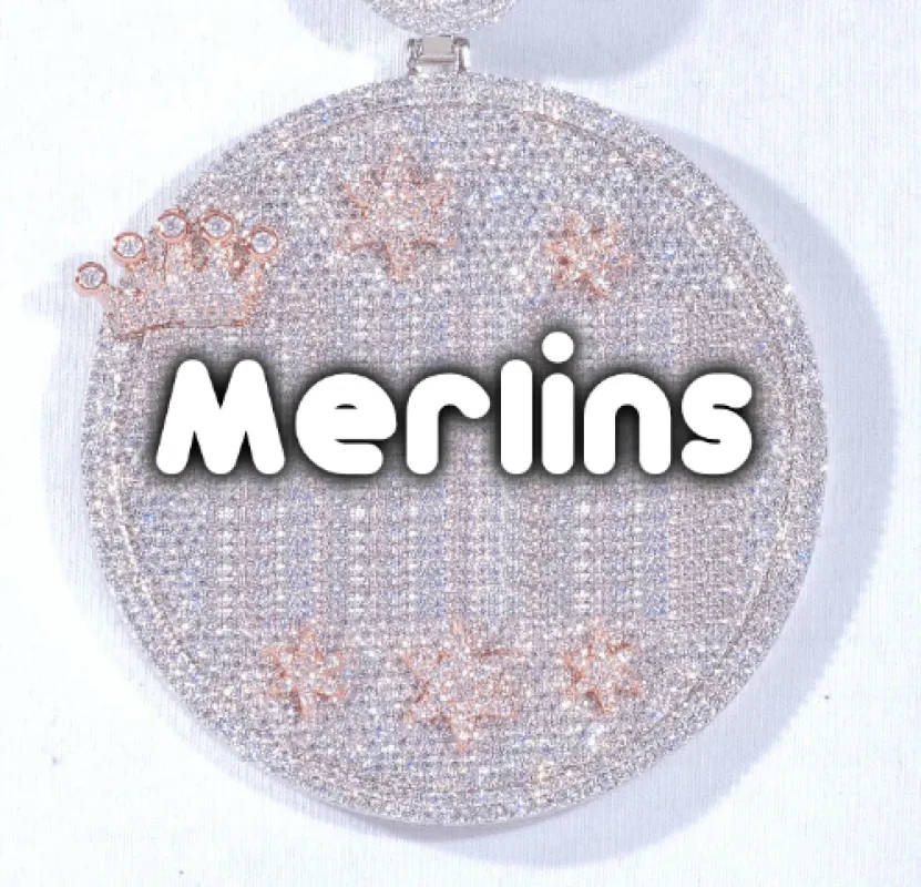 CUSTOM LETTER NECKLACE 3D BIG CROWN DISC sold by The GUU Shop