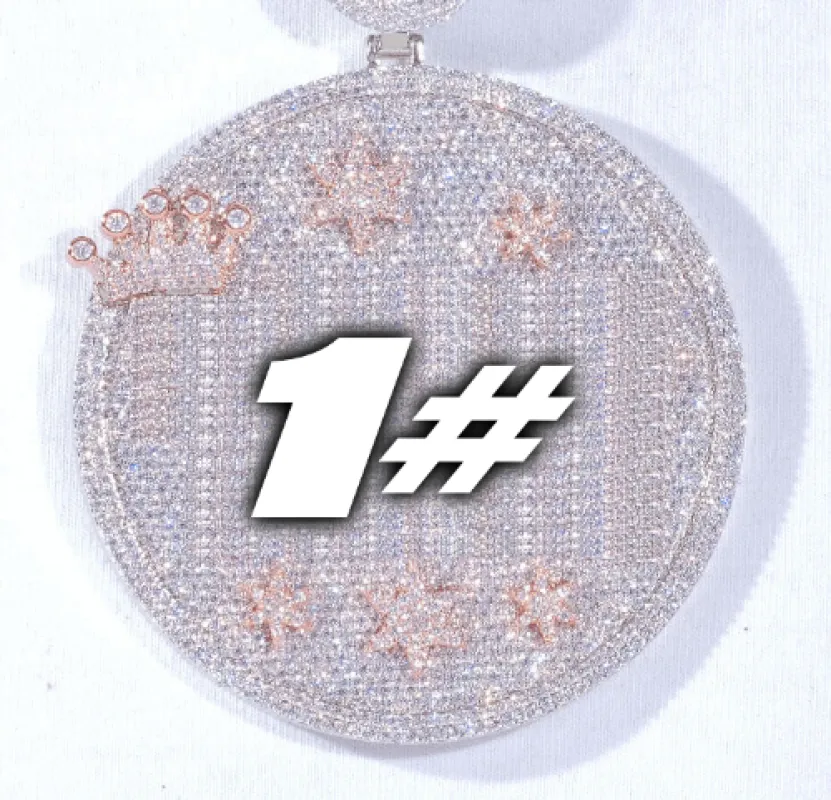 CUSTOM LETTER NECKLACE 3D BIG CROWN DISC sold by The GUU Shop