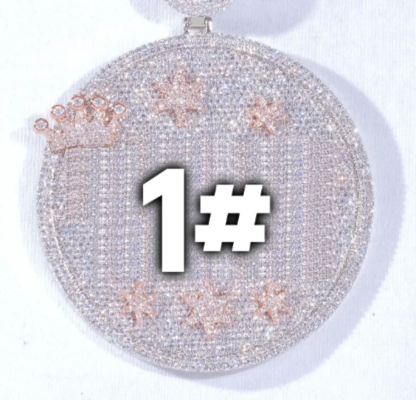 CUSTOM LETTER NECKLACE 3D BIG CROWN DISC sold by The GUU Shop