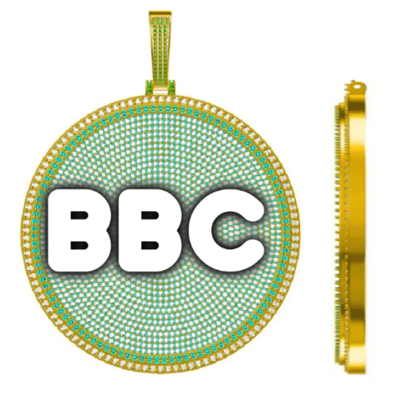 CUSTOM LETTER NECKLACE 3D BIG DISC sold by The GUU Shop