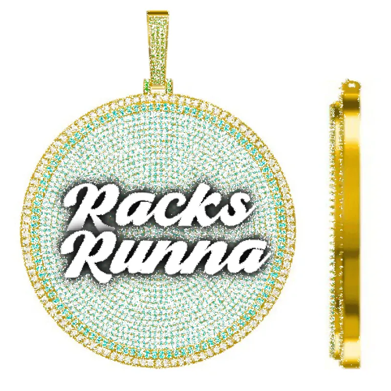 CUSTOM LETTER NECKLACE 3D BIG DISC sold by The GUU Shop