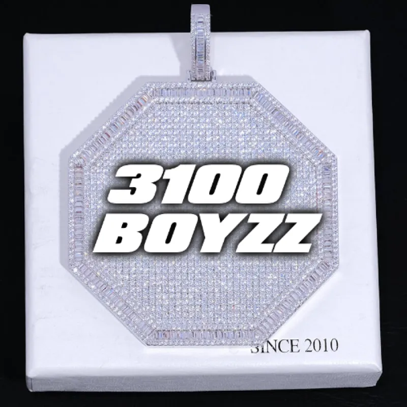 CUSTOM LETTER NECKLACE 3D BIG OCTAGON sold by The GUU Shop