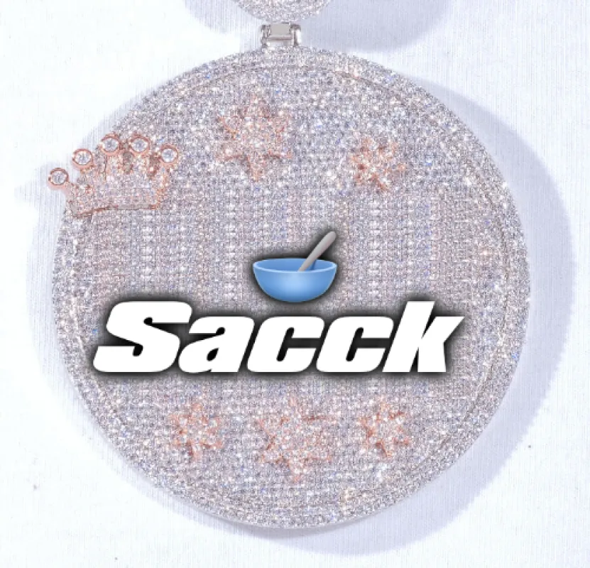 CUSTOM LETTER NECKLACE 3D BIG CROWN DISC sold by The GUU Shop