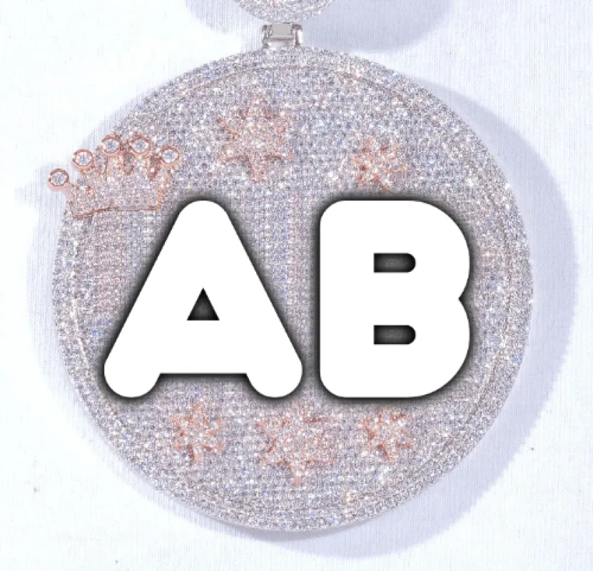 CUSTOM LETTER NECKLACE 3D BIG CROWN DISC sold by The GUU Shop