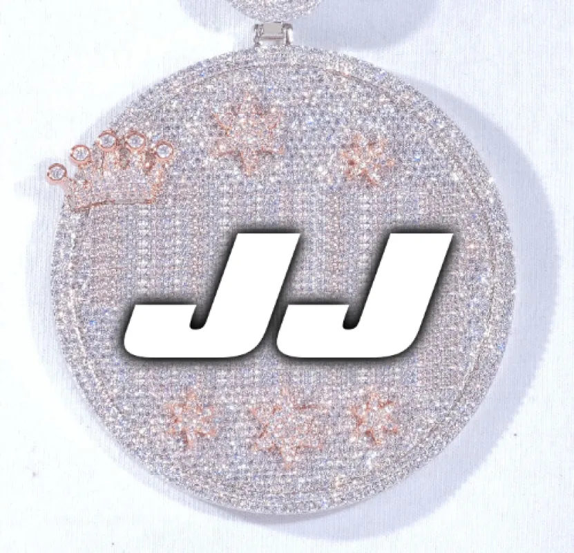 CUSTOM LETTER NECKLACE 3D BIG CROWN DISC sold by The GUU Shop