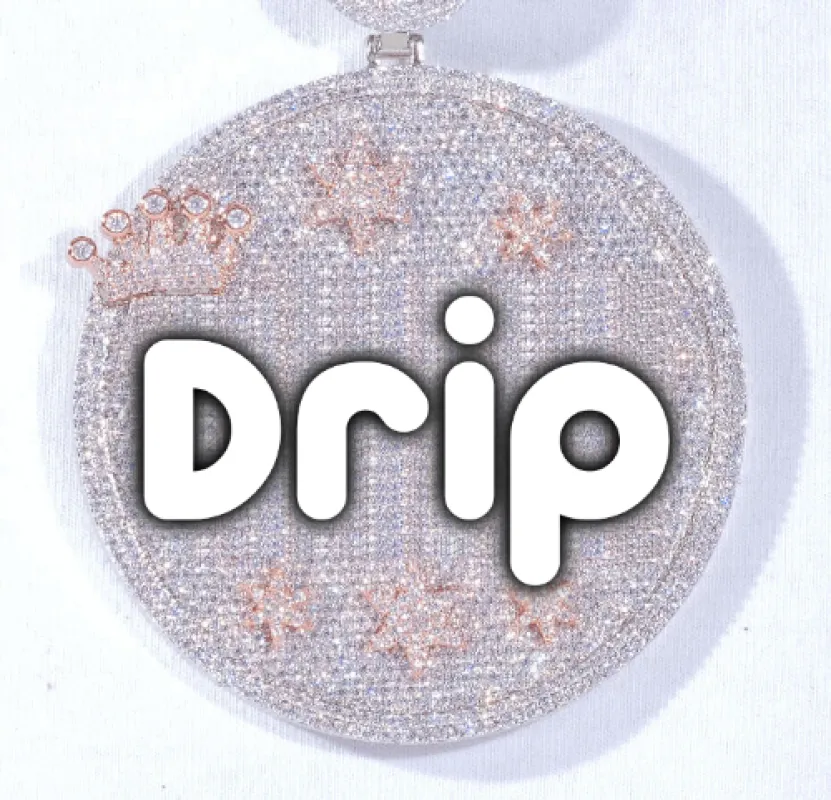 CUSTOM LETTER NECKLACE 3D BIG CROWN DISC sold by The GUU Shop