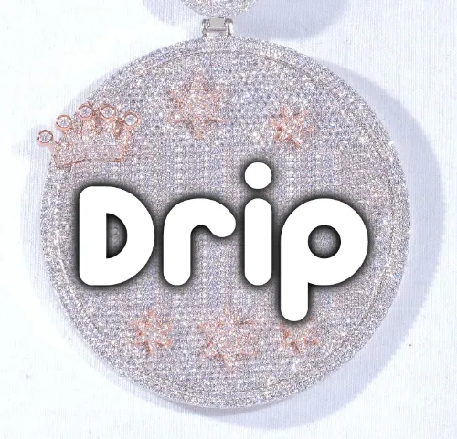 CUSTOM LETTER NECKLACE 3D BIG CROWN DISC sold by The GUU Shop