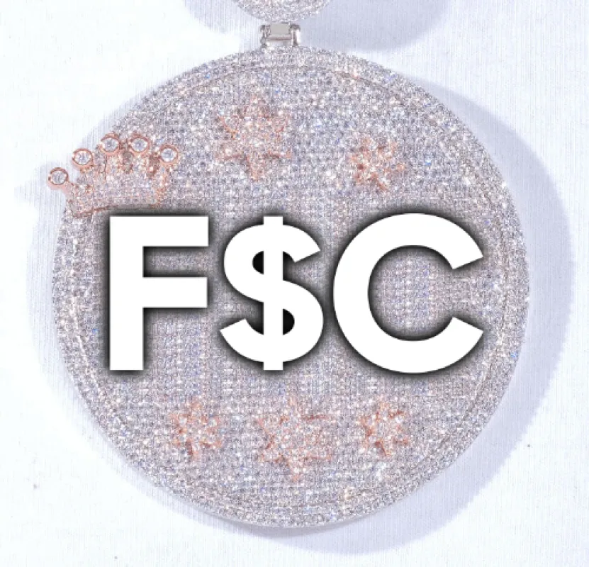 CUSTOM LETTER NECKLACE 3D BIG CROWN DISC sold by The GUU Shop