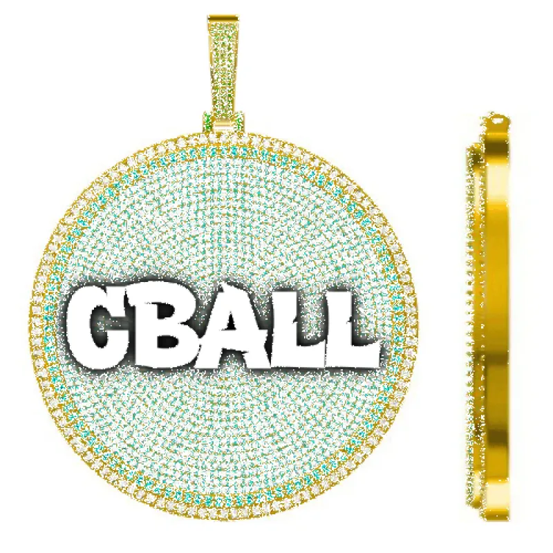 CUSTOM LETTER NECKLACE 3D BIG DISC sold by The GUU Shop