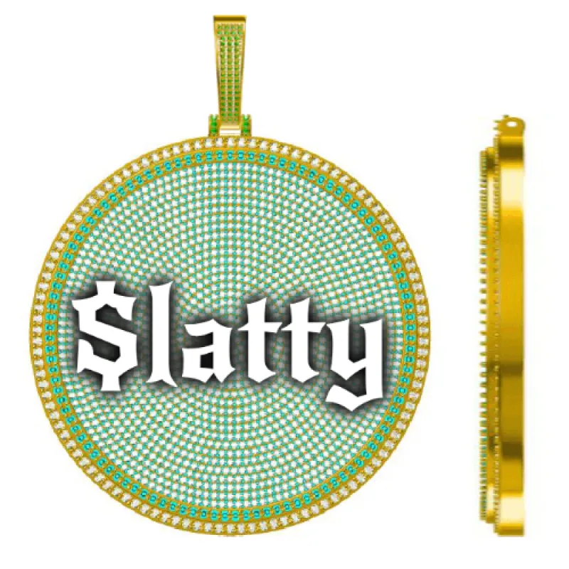 CUSTOM LETTER NECKLACE 3D BIG DISC sold by The GUU Shop