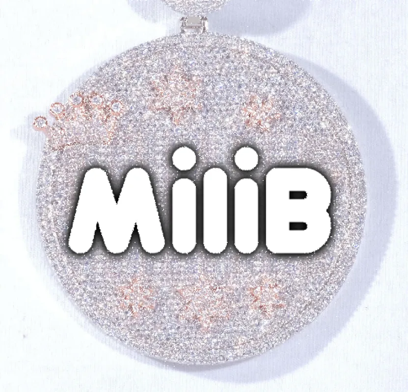 CUSTOM LETTER NECKLACE 3D BIG CROWN DISC sold by The GUU Shop