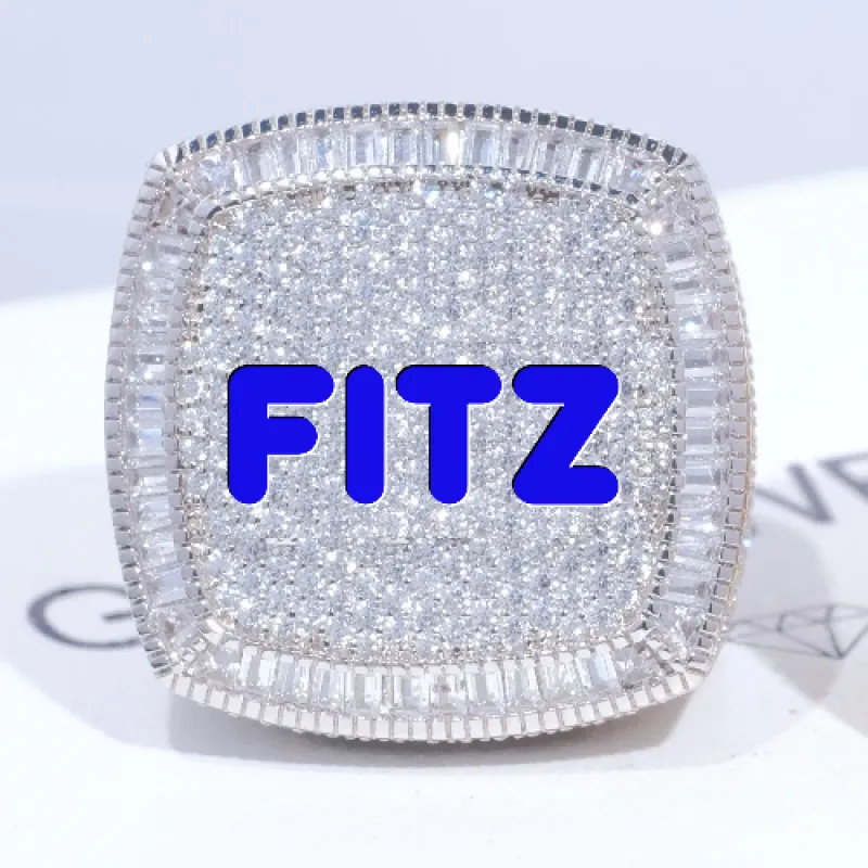 CUSTOM LETTER 3D ICED RING sold by The GUU Shop