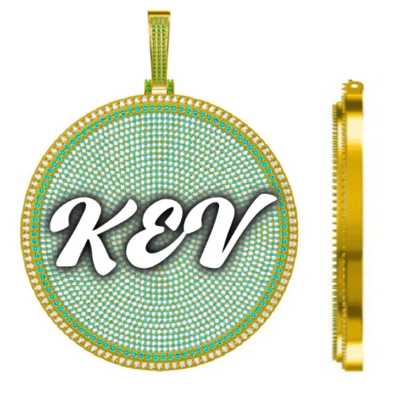 CUSTOM LETTER NECKLACE 3D BIG DISC sold by The GUU Shop